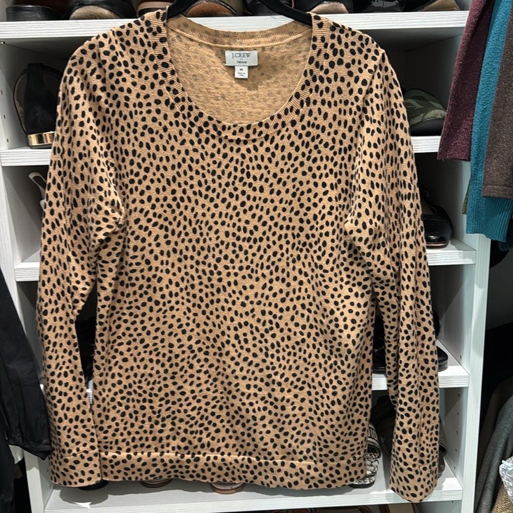 J Crew Leopard Print Long Sleeve Top